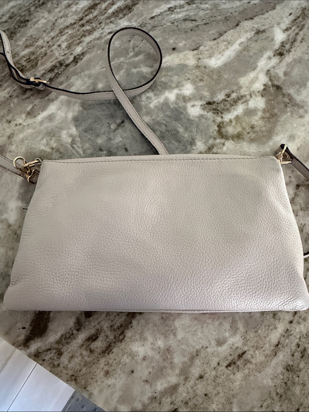 Pebbled Leather Crossbody Bag in Light Gray - Picture 8 of 8